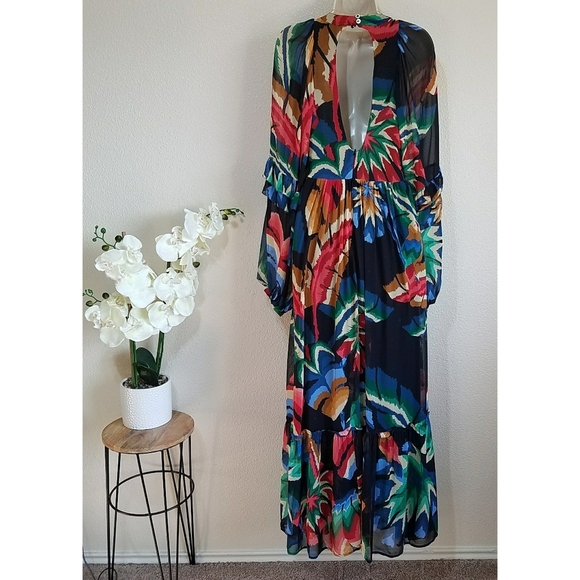 FARM RIO Black Chevron Forest Maxi Dress - Picture 5 of 10